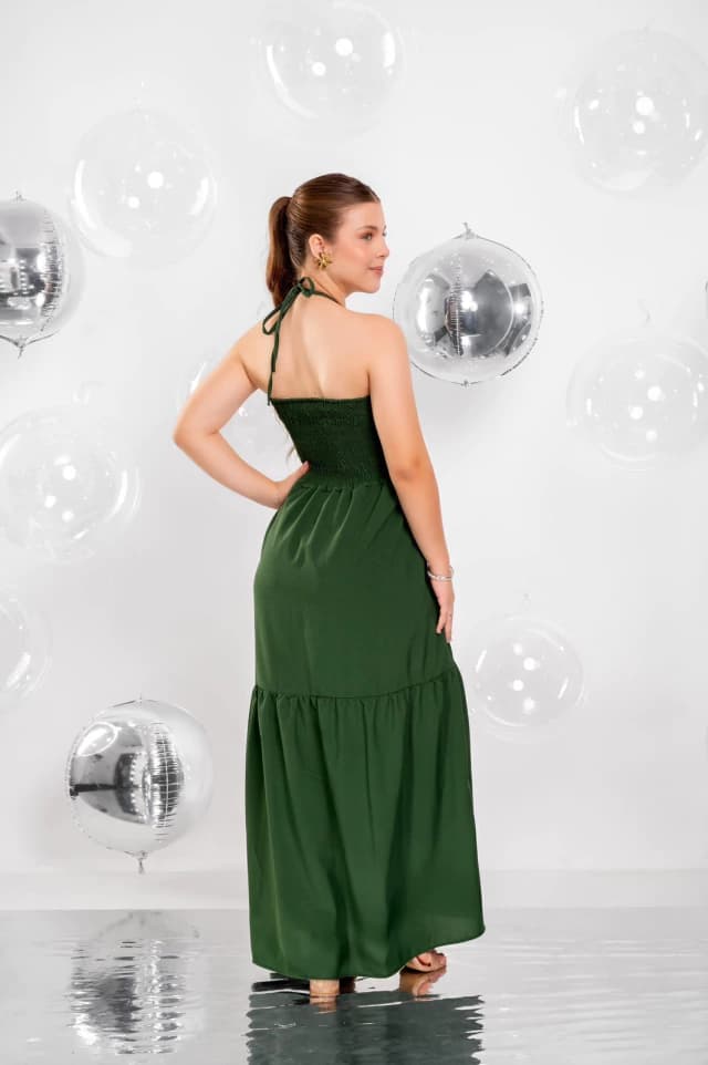 Vestido Longo Verde Escuro