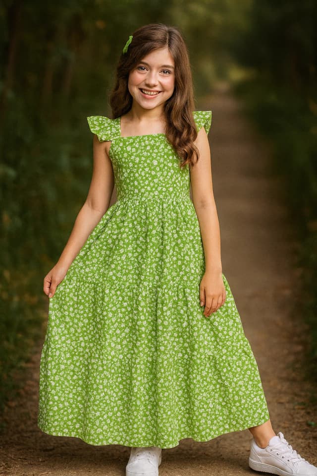 Vestido Midi Floral Verde