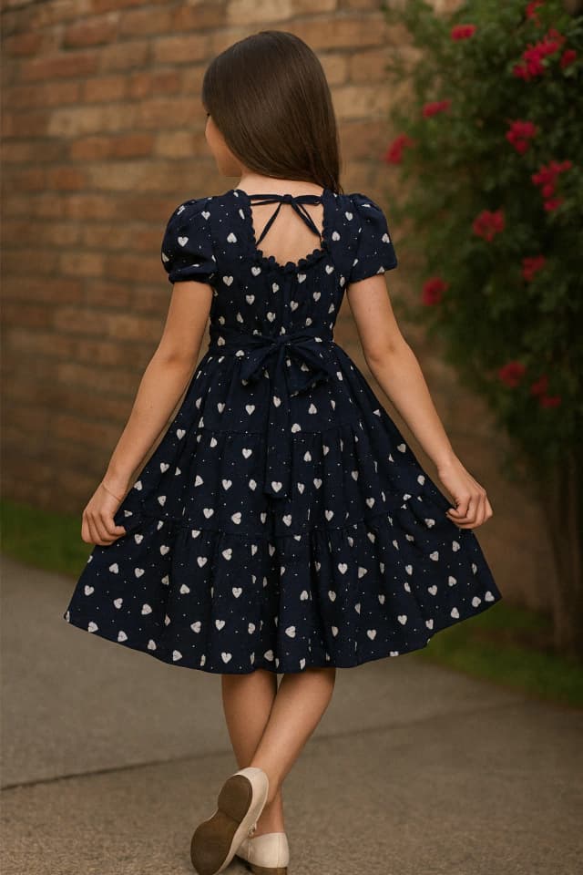 Vestido Coração Azul Marinho