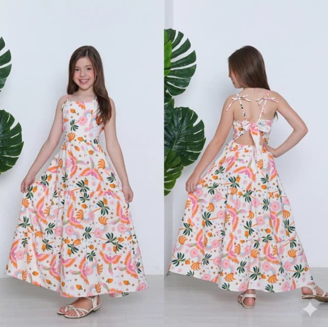 Vestido Araras Longo Rosa