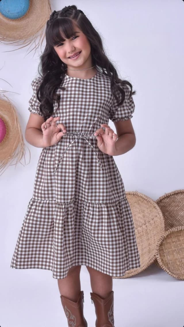 Vestido Zara Xadrez Marrom