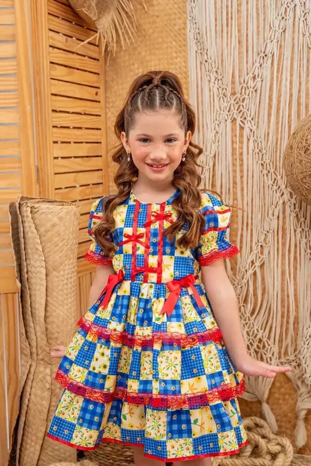 Vestido Junino Chic Azul